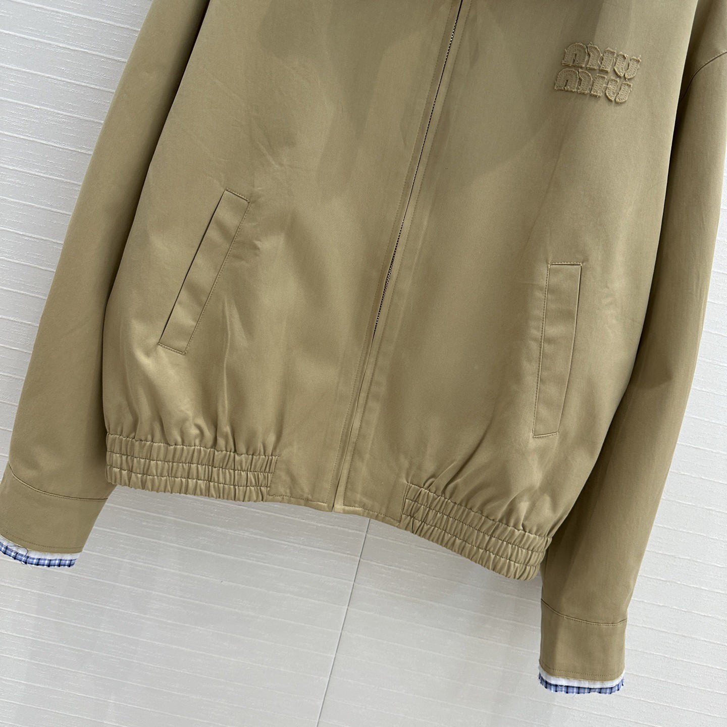 MIU new blue plaid collar curry jacket coat