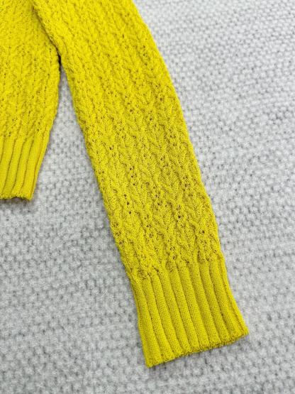 CHNEL Lace Crew Neck Fortune Yellow Knit Sweater