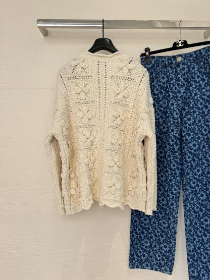 CHNEL Embossed Cropped Cardigan Sweater