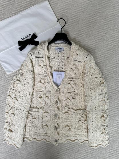 CHNEL Embossed Cropped Cardigan Sweater
