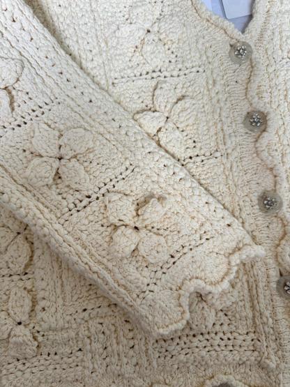 CHNEL Embossed Cropped Cardigan Sweater