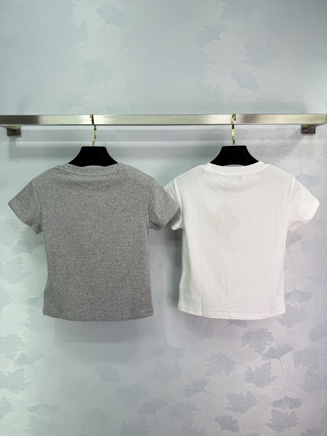 MIU25SS Two Colours Embroidered Letter Short Sleeve T-Shirt