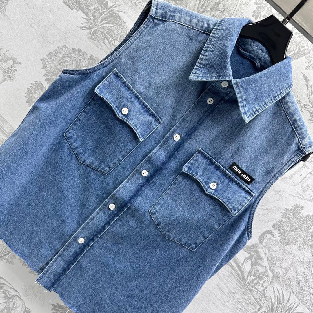 MIU25SS Pocket Denim Vest
