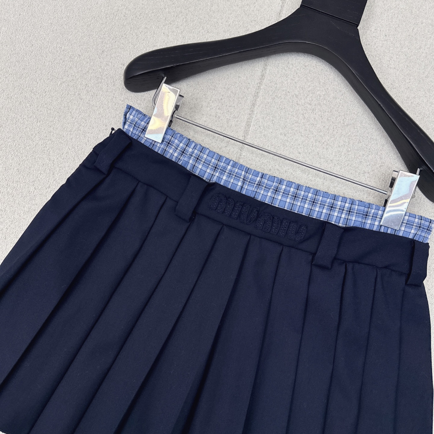 MIU25SS Patchwork Checkered Skirt