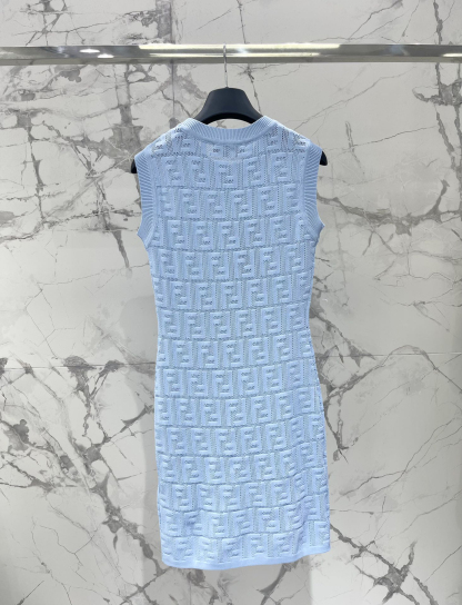 FEND25SS Embossed Letter Cutout Sleeveless Dress
