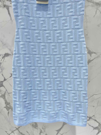 FEND25SS Embossed Letter Cutout Sleeveless Dress