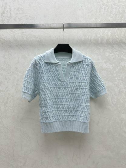 Fend Fall/Winter New Knit Lapel Short Sleeve