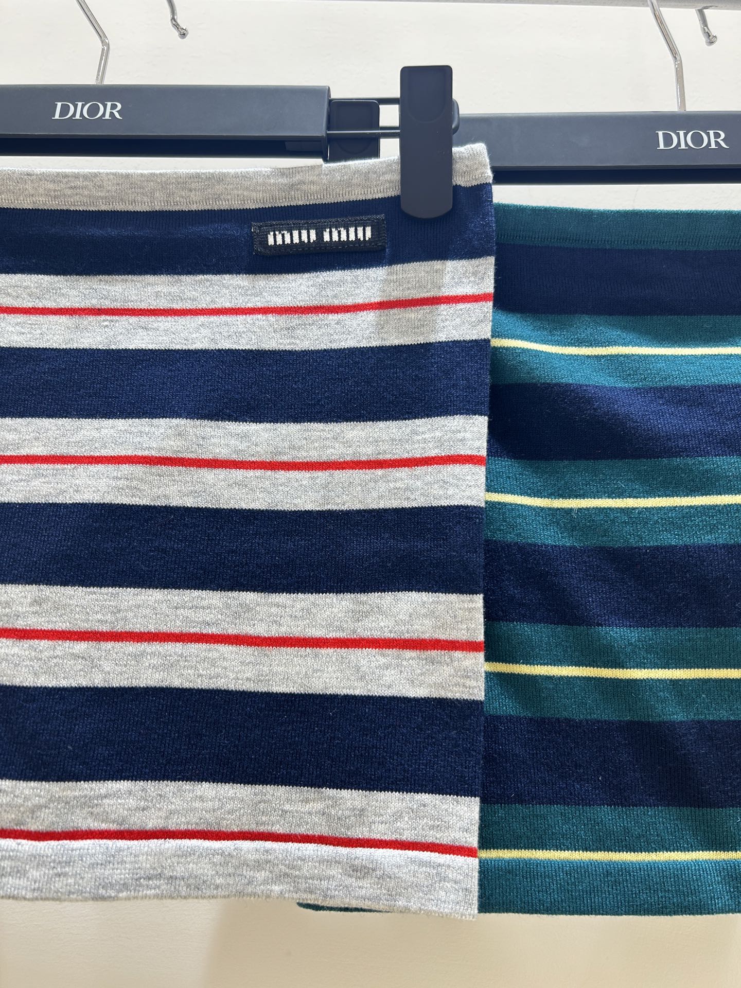 MIU25SS Monogrammed Jacquard Stripe Layered Sheath