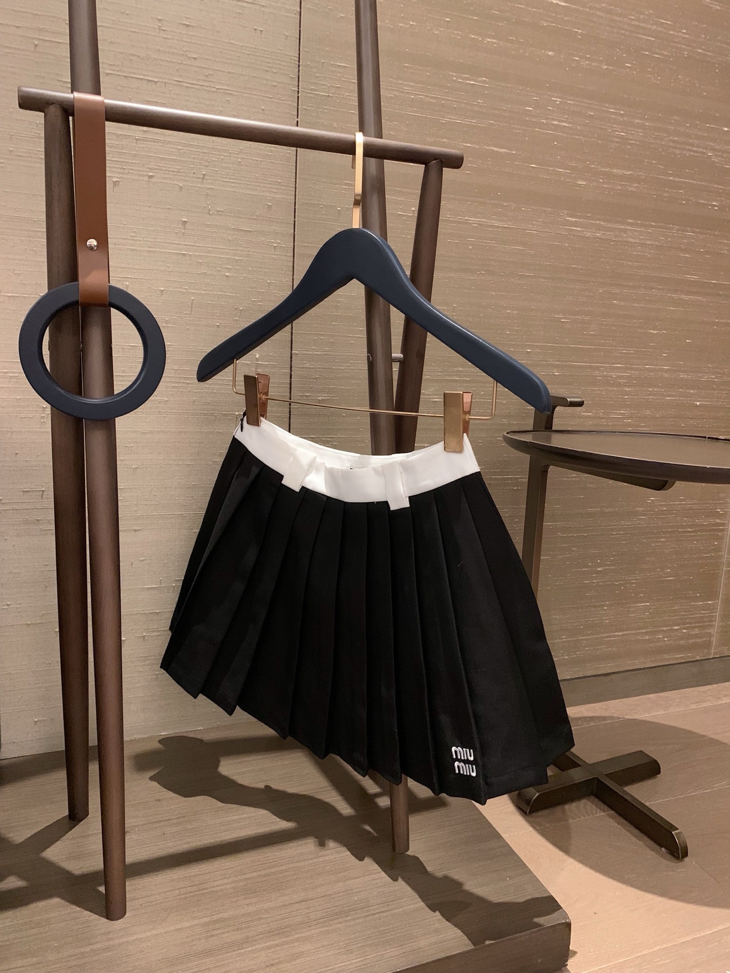 Miu Colorblock Embroidered Pleated Skirt