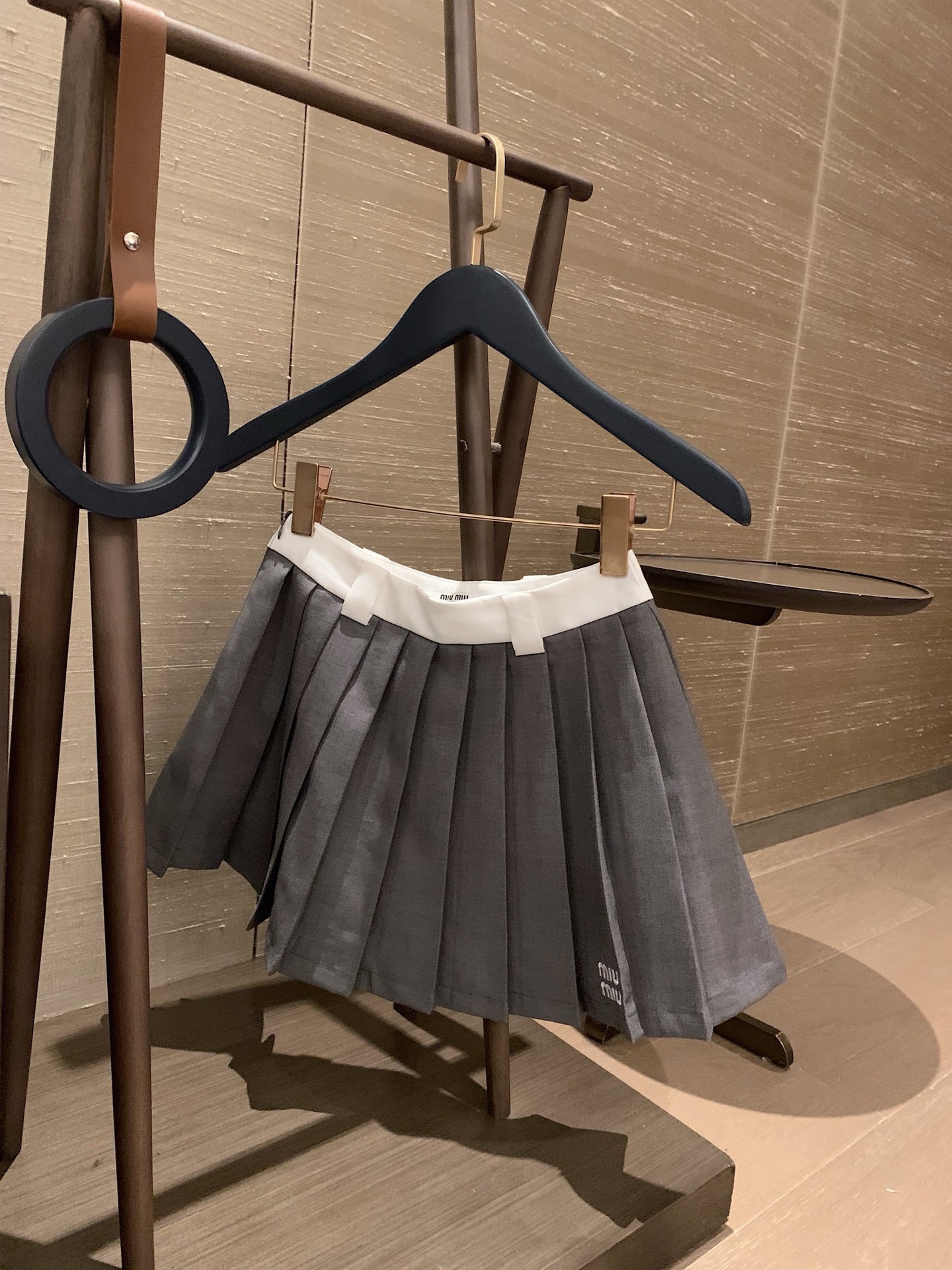 Miu Colorblock Embroidered Pleated Skirt