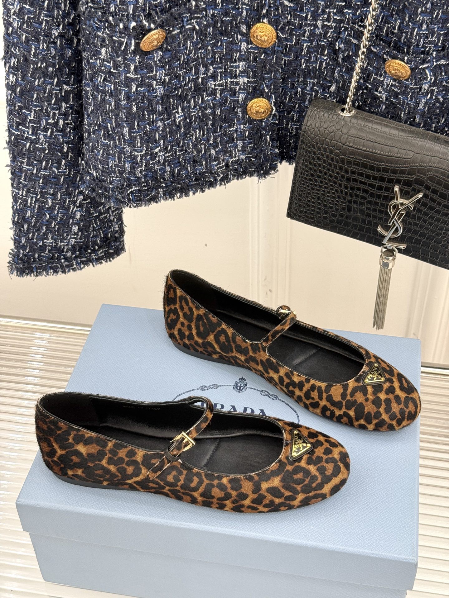 Prad Leopard Studded Shoes