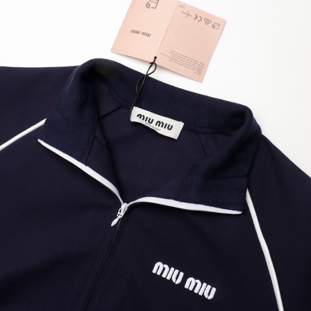 Miu Nylon Fleece Stand-Up Jacket Coat