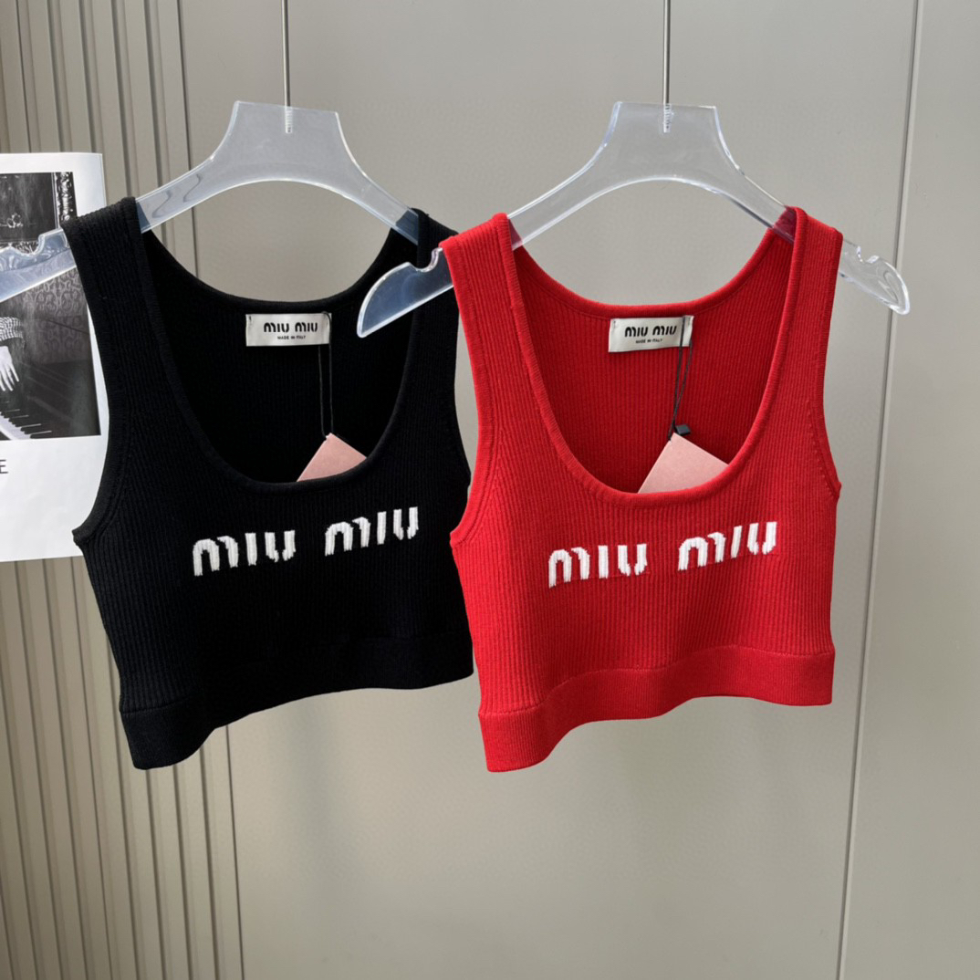 MIU monogrammed jacquard knit vest