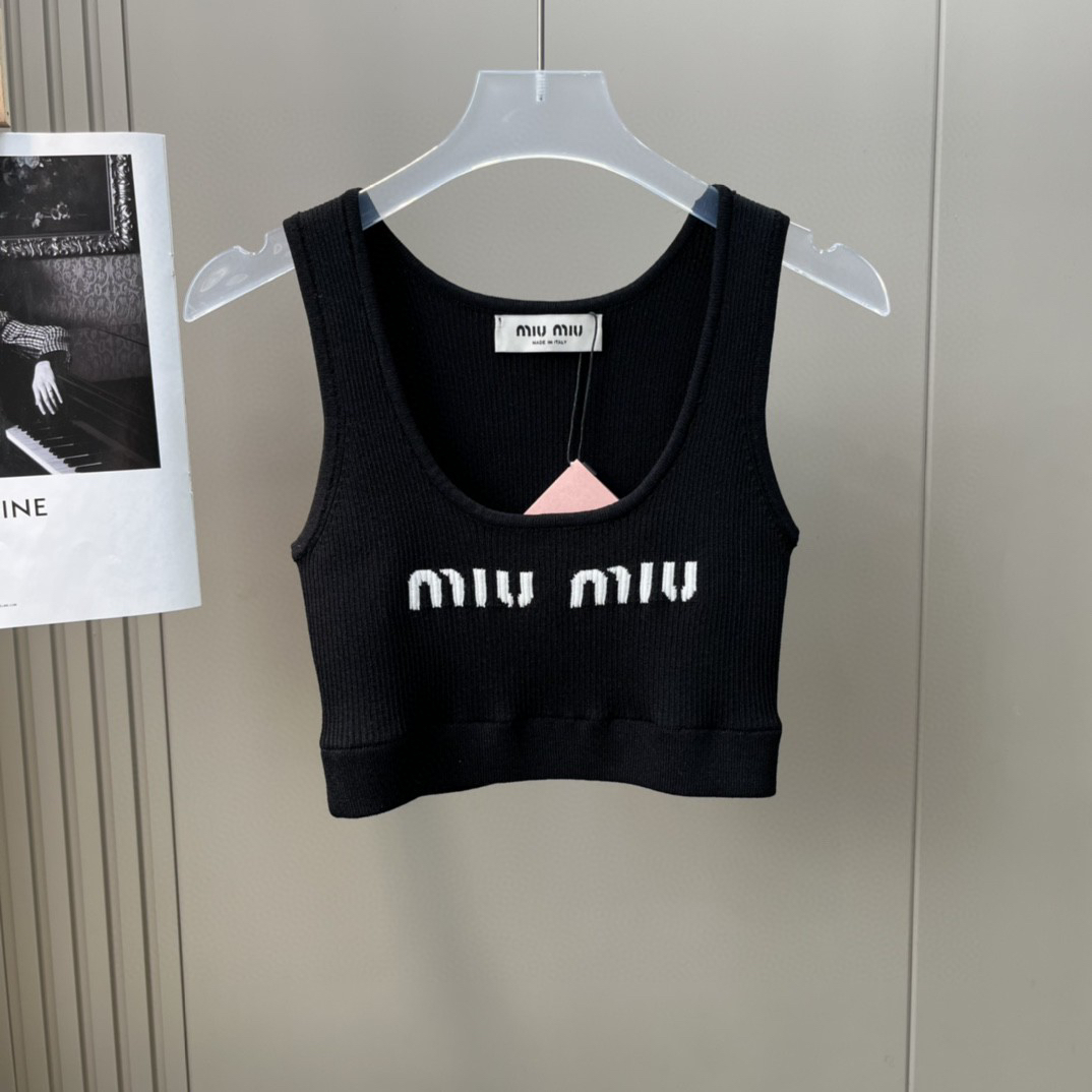 MIU monogrammed jacquard knit vest