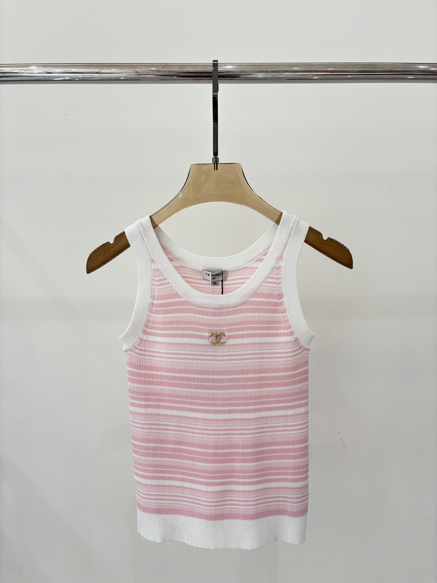 CHANE25SS round neck monogrammed logo tank top