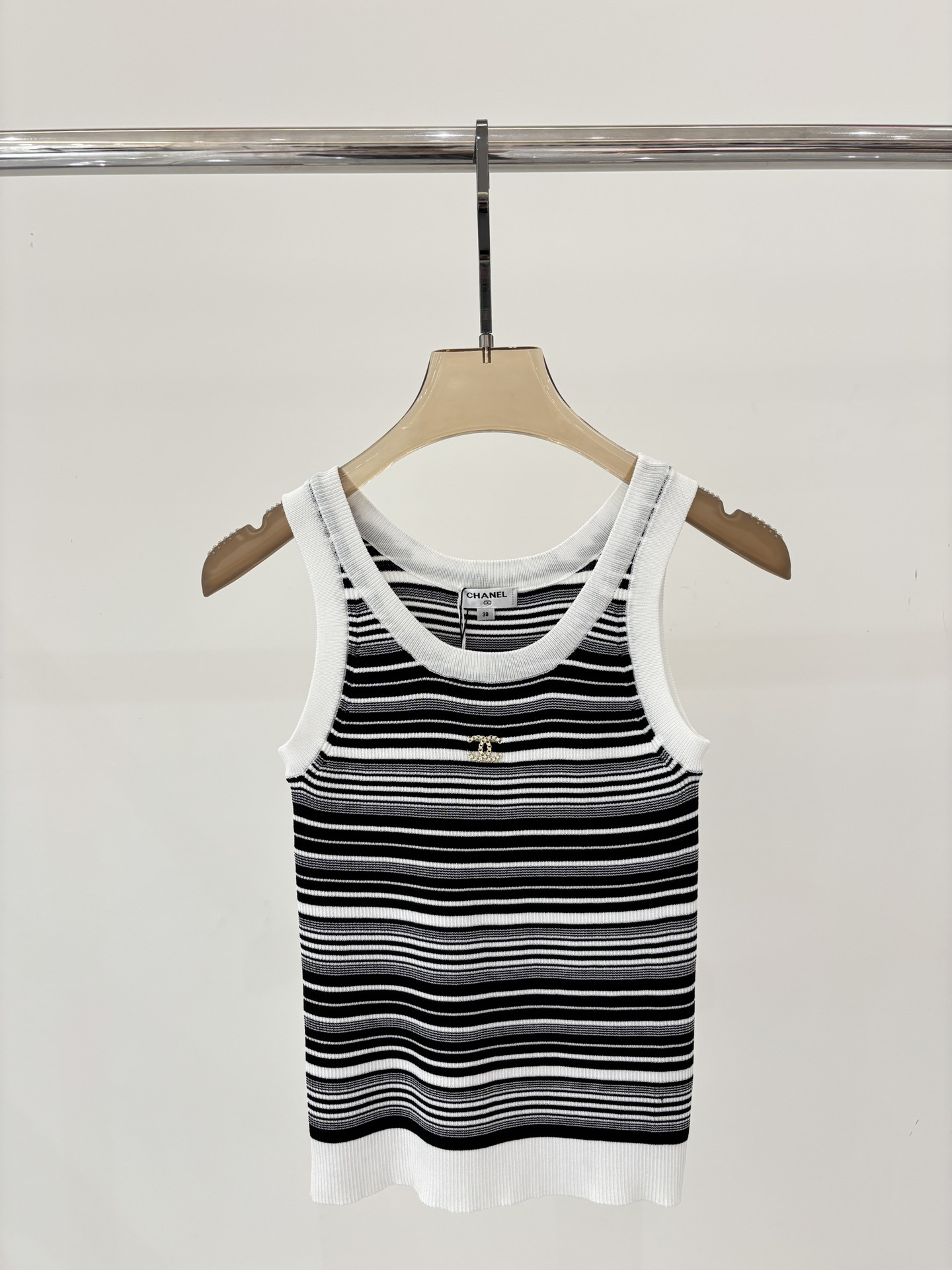 CHANE25SS round neck monogrammed logo tank top