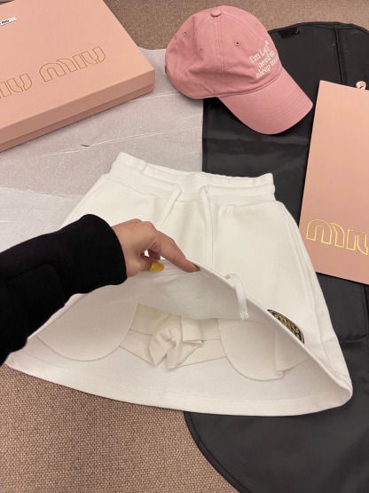 MIU25SS Gold Embroidery Letter Short Sleeve Half Dress Set