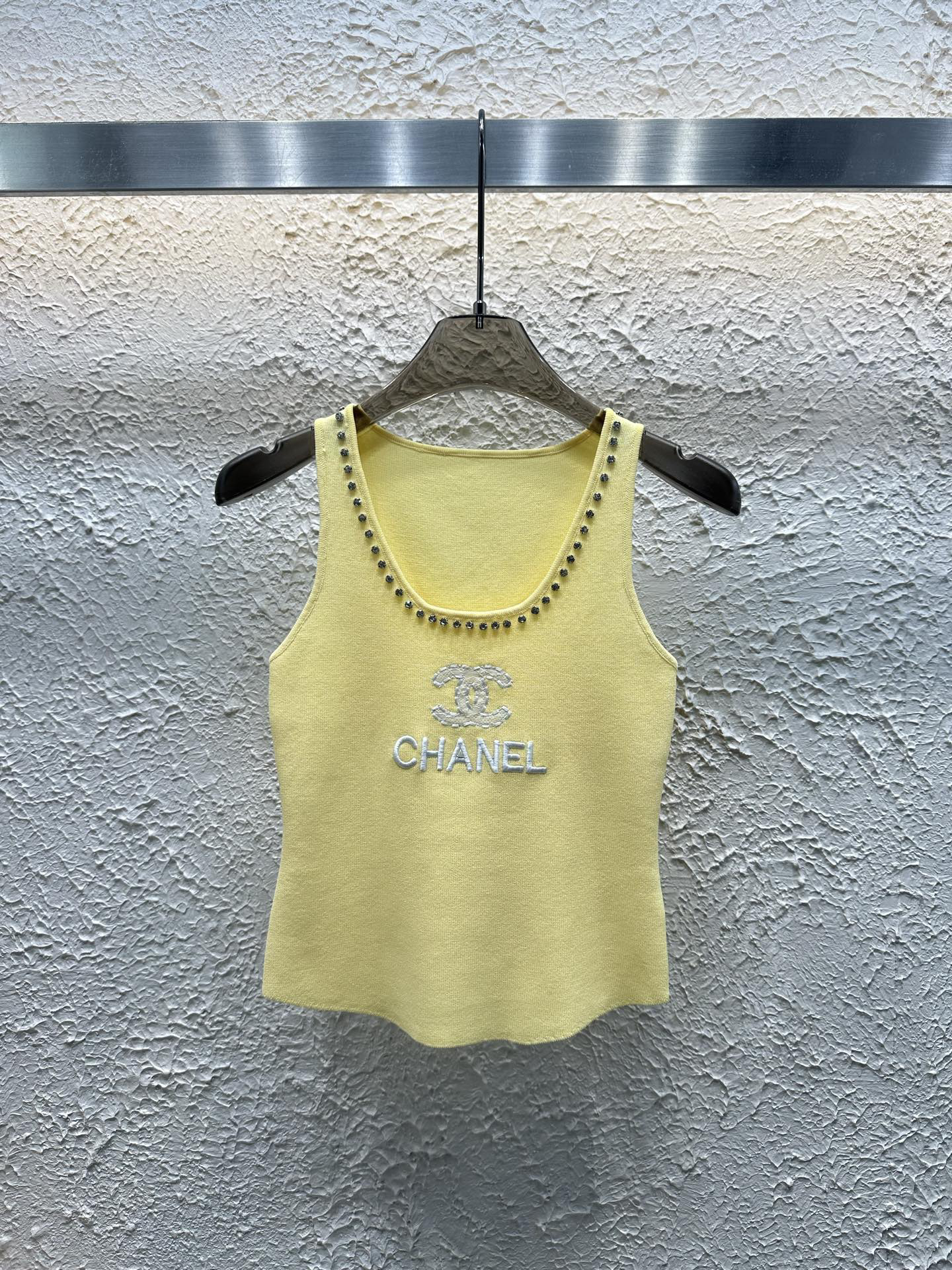 CHANE25SS Heavy Diamante Embroidery Monogram Vest