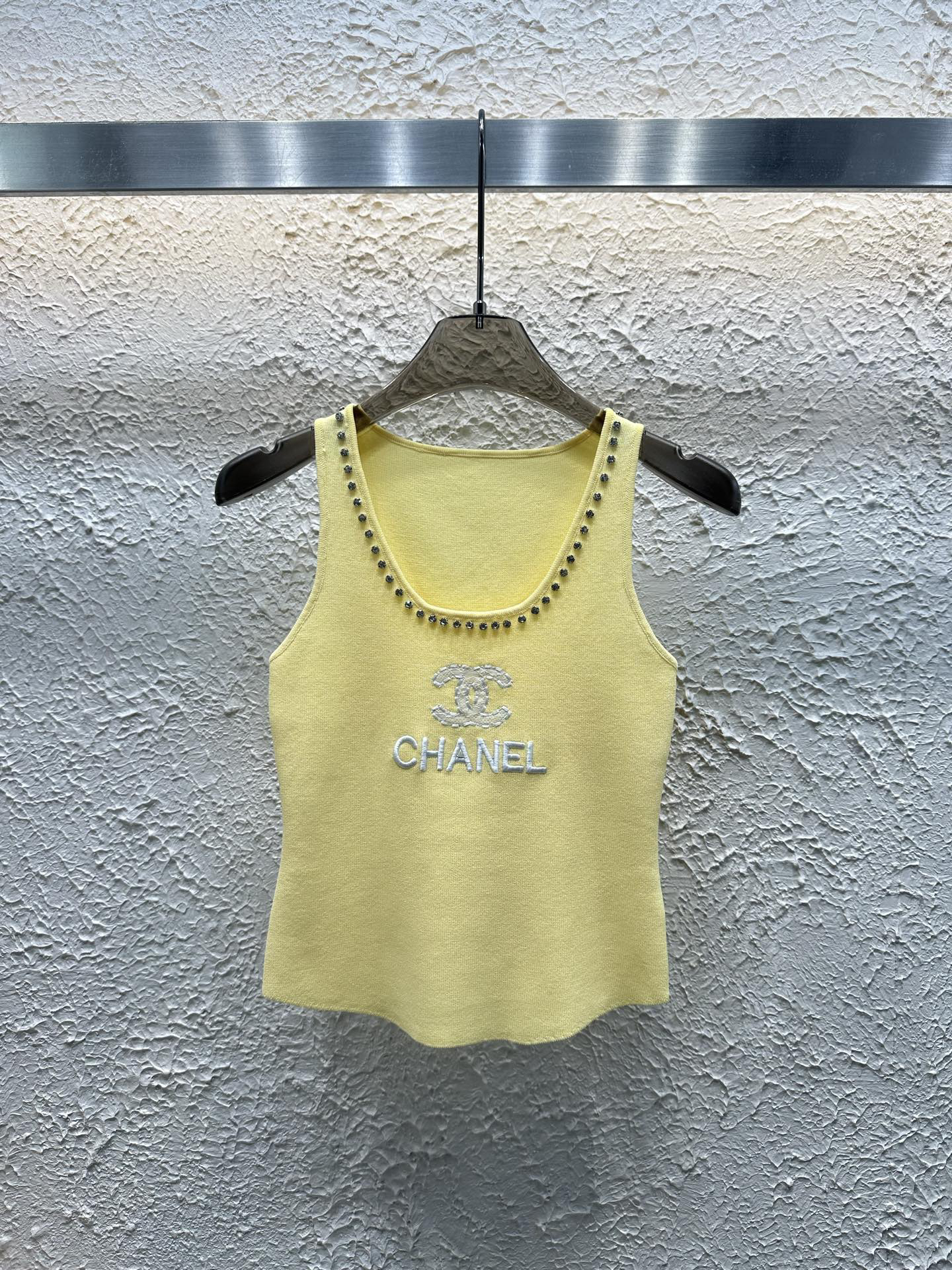 CHANE25SS Heavy Diamante Embroidery Monogram Vest