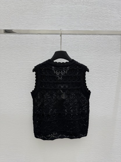 CHANE25SS V-neck crochet knit waistcoat
