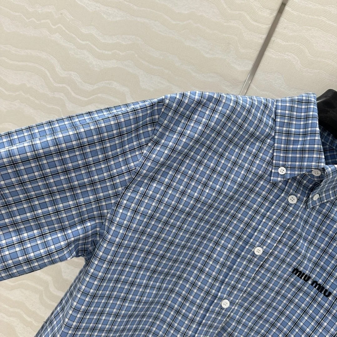 MIU Light Blue Plaid Shirt
