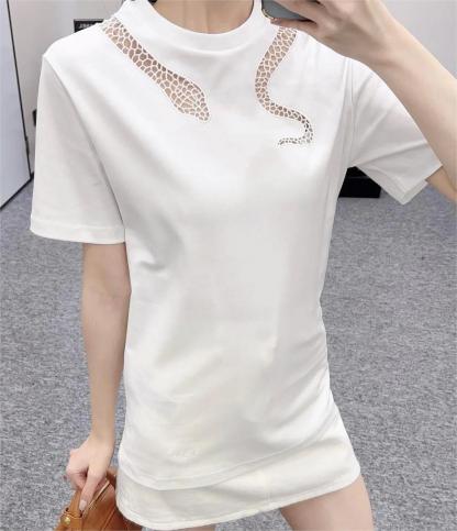 CHLO25SS White Snake Print Crew Neck T-Shirt