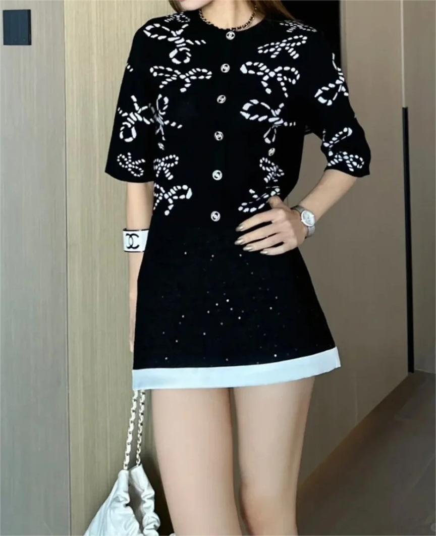 CHANE Floral Cashmere Short Sleeve Cardigan