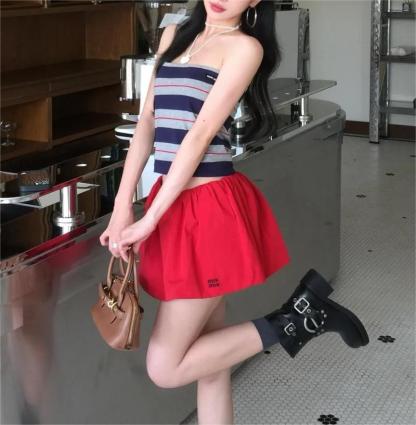 MIU25SS Puffy Tight Waist Ultra Short Half Skirt