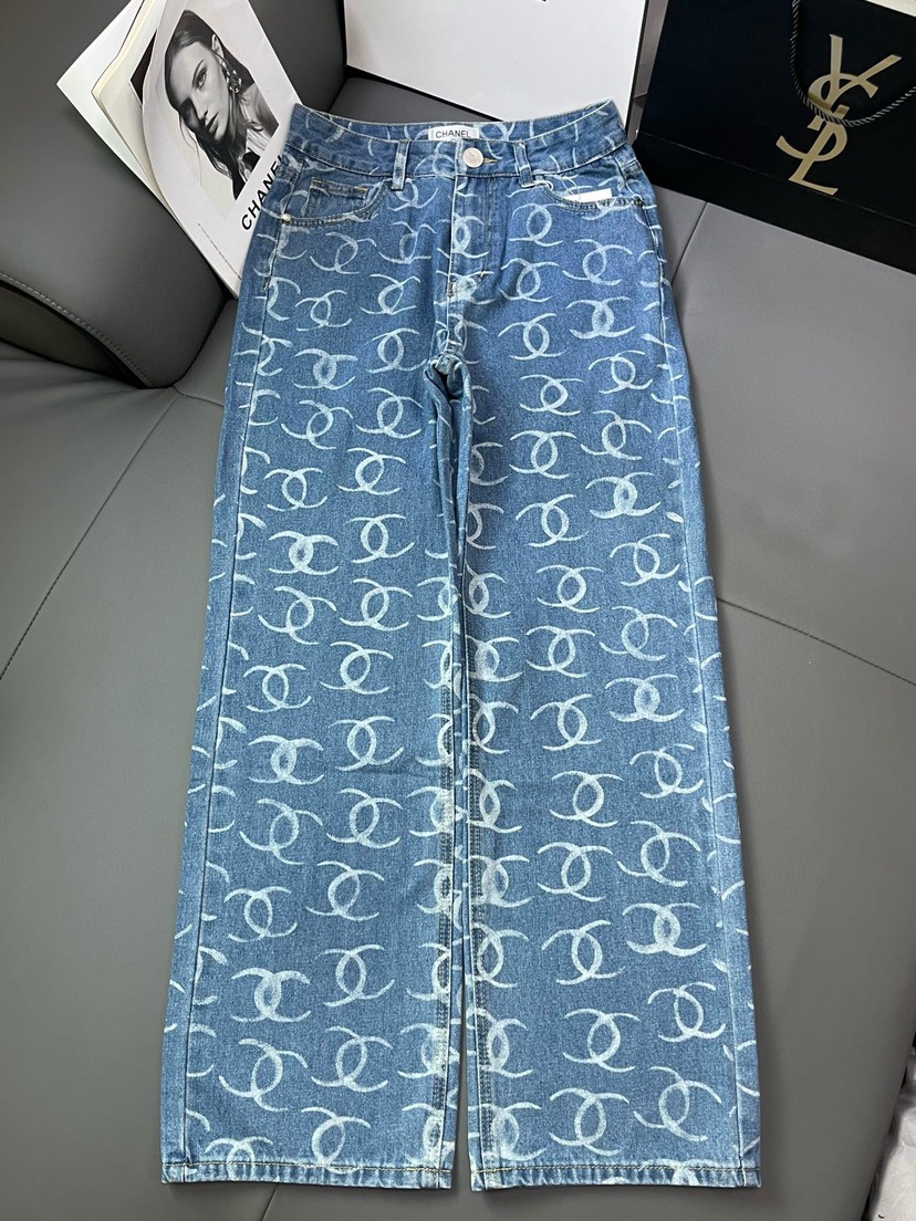 CHNEL Fragrance Full Print Back Pocket Beaded Trousers