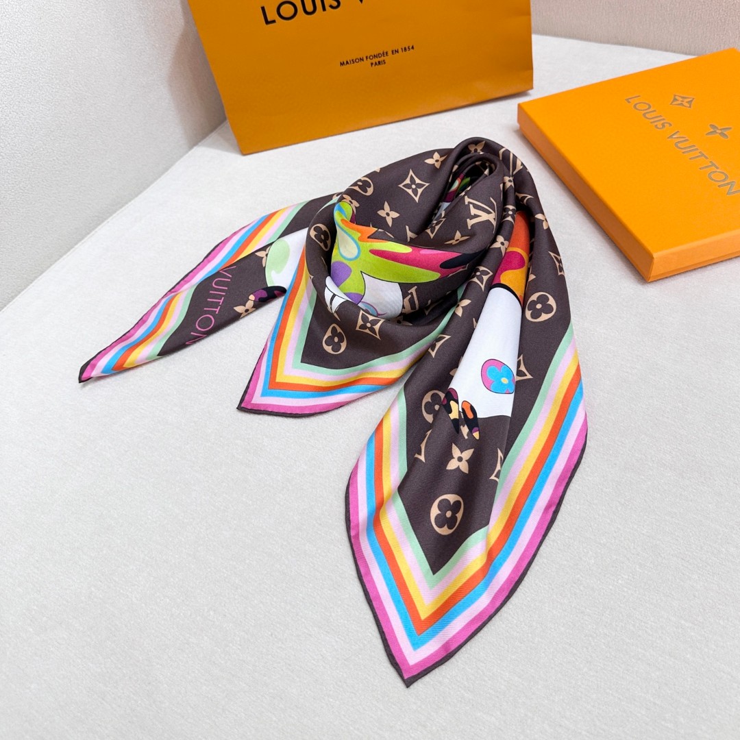 Louis Vuit 90x90cm Silk Reversible Same Colour Scarf