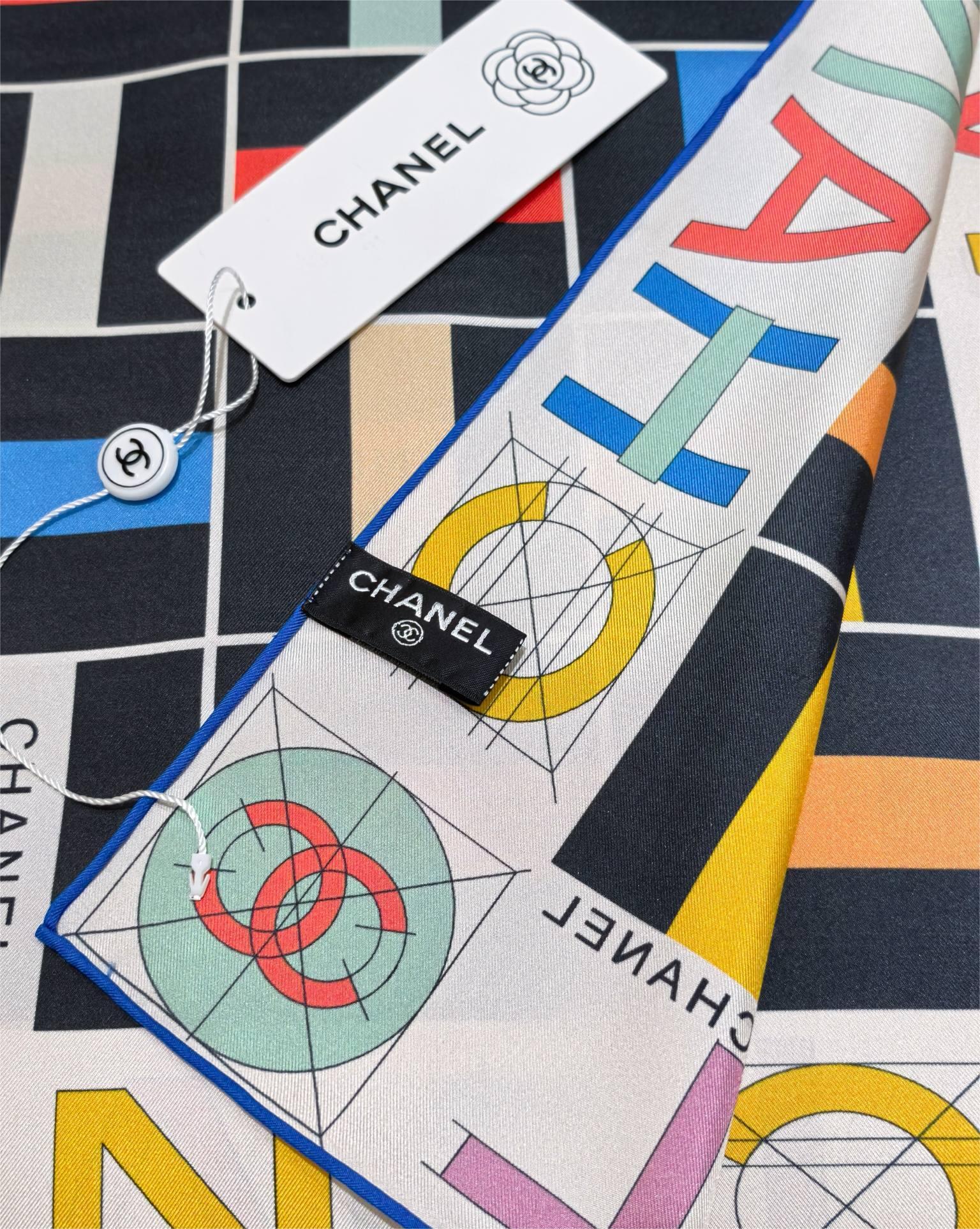 CHANE 90x90cm Twill Silk Square Scarf