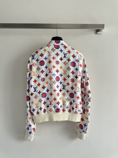 Louis vuit25SS stand-up collar double-sided printed design silk jacket