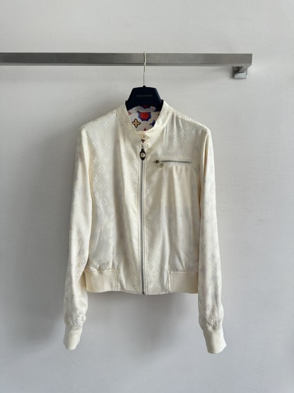 Louis vuit25SS stand-up collar double-sided printed design silk jacket