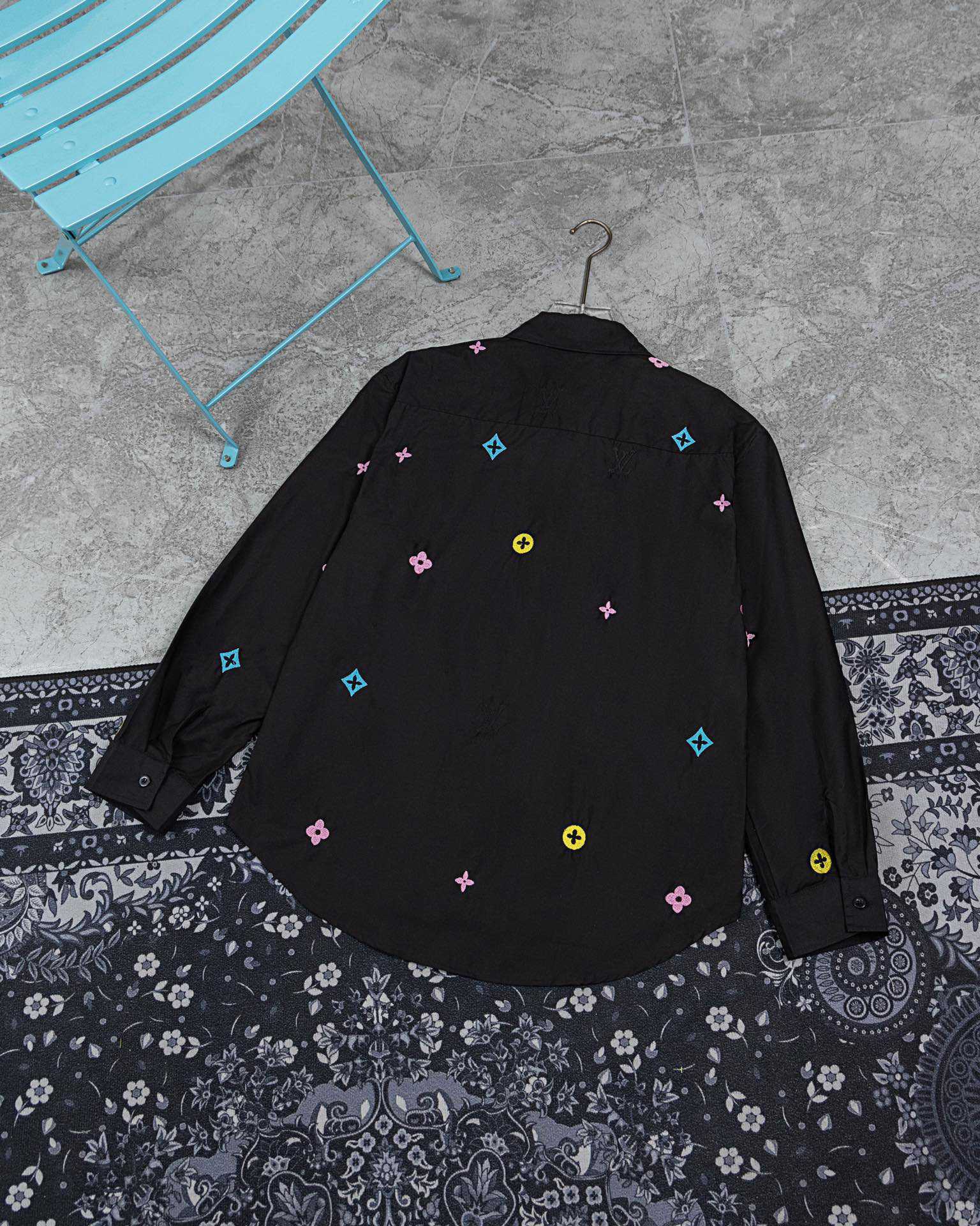 LU Pocket Patch Old Flower Embroidered Shirt Jacket