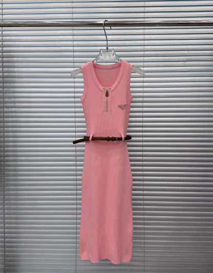 PRAD Triangle Label Zipper Dress