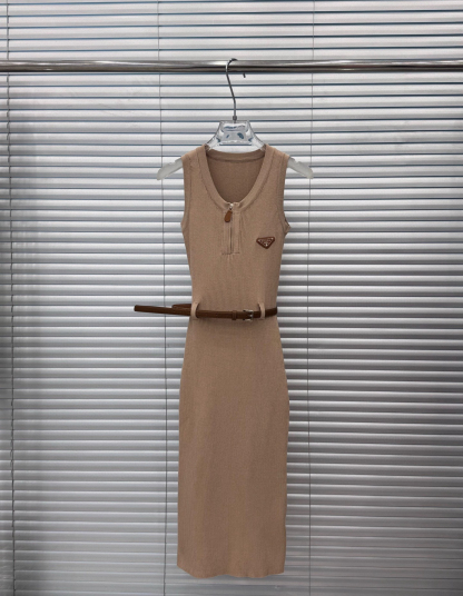 PRAD Triangle Label Zipper Dress