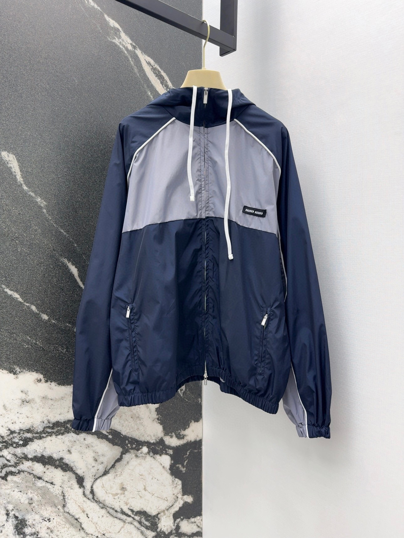 MIU25SS Vintage Color Clash Sport Style Jacket Punching Jacket