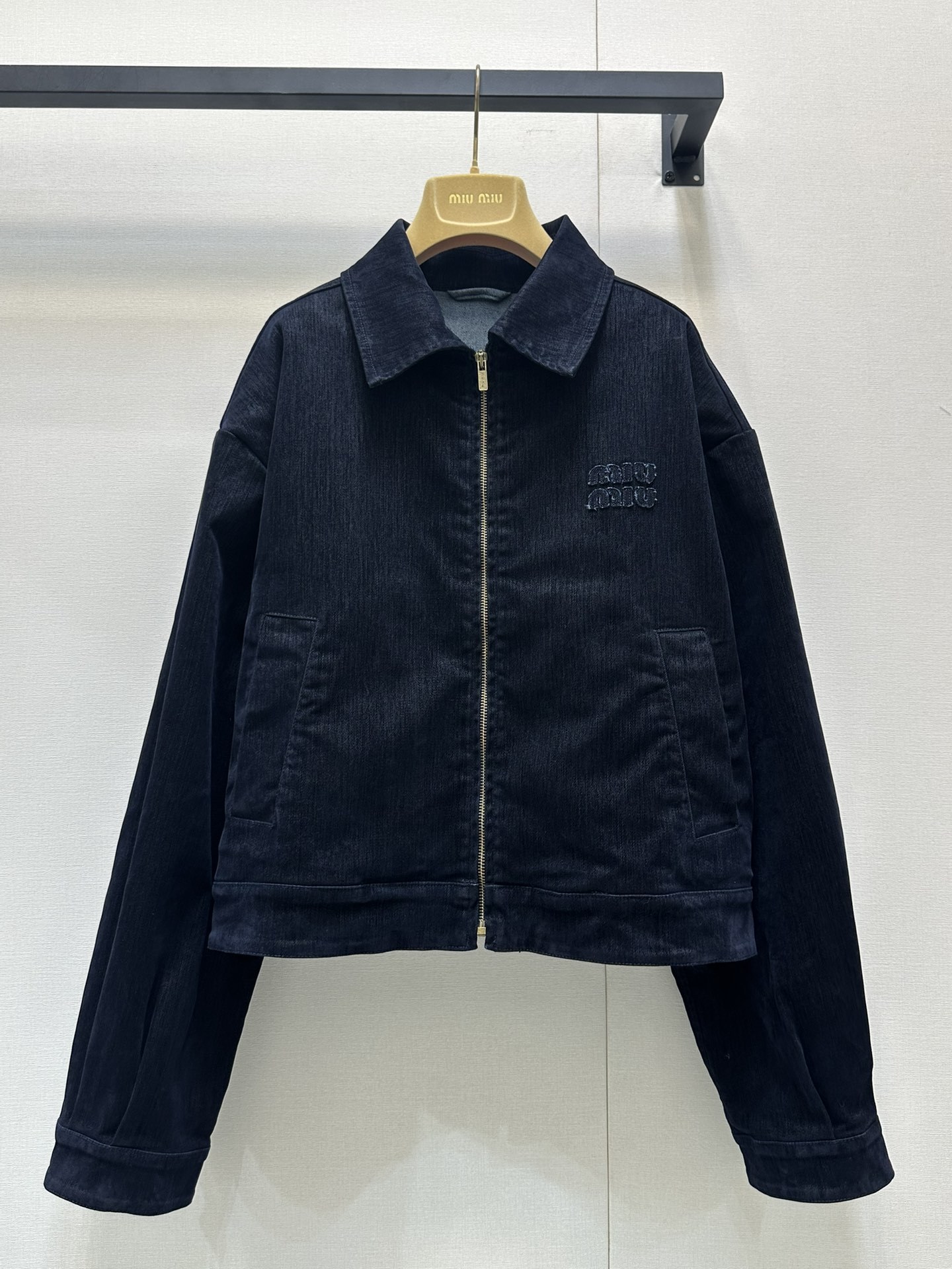 MIU25SS denim zipper jacket