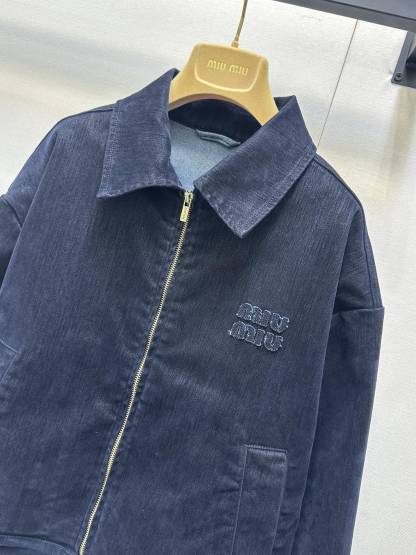 MIU25SS denim zipper jacket