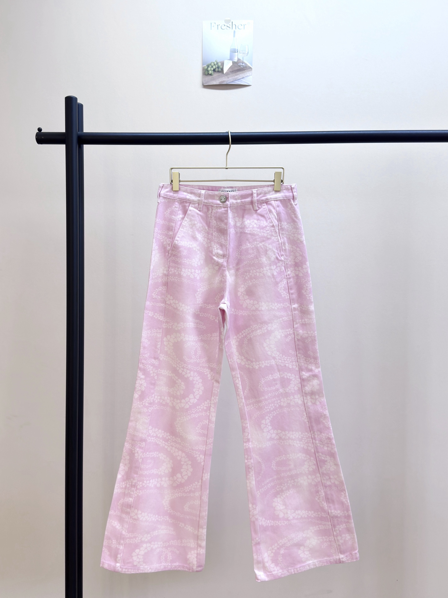 CHANE25SS printed denim micro trousers