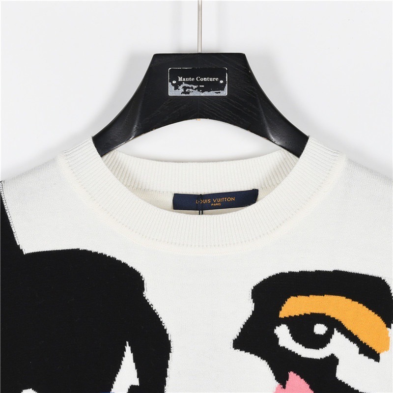 1V Mixed Dye Abstract Print Long Sleeve Knit Sweater