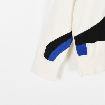 1V Mixed Dye Abstract Print Long Sleeve Knit Sweater