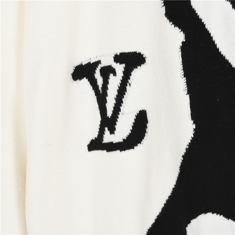 1V Mixed Dye Abstract Print Long Sleeve Knit Sweater