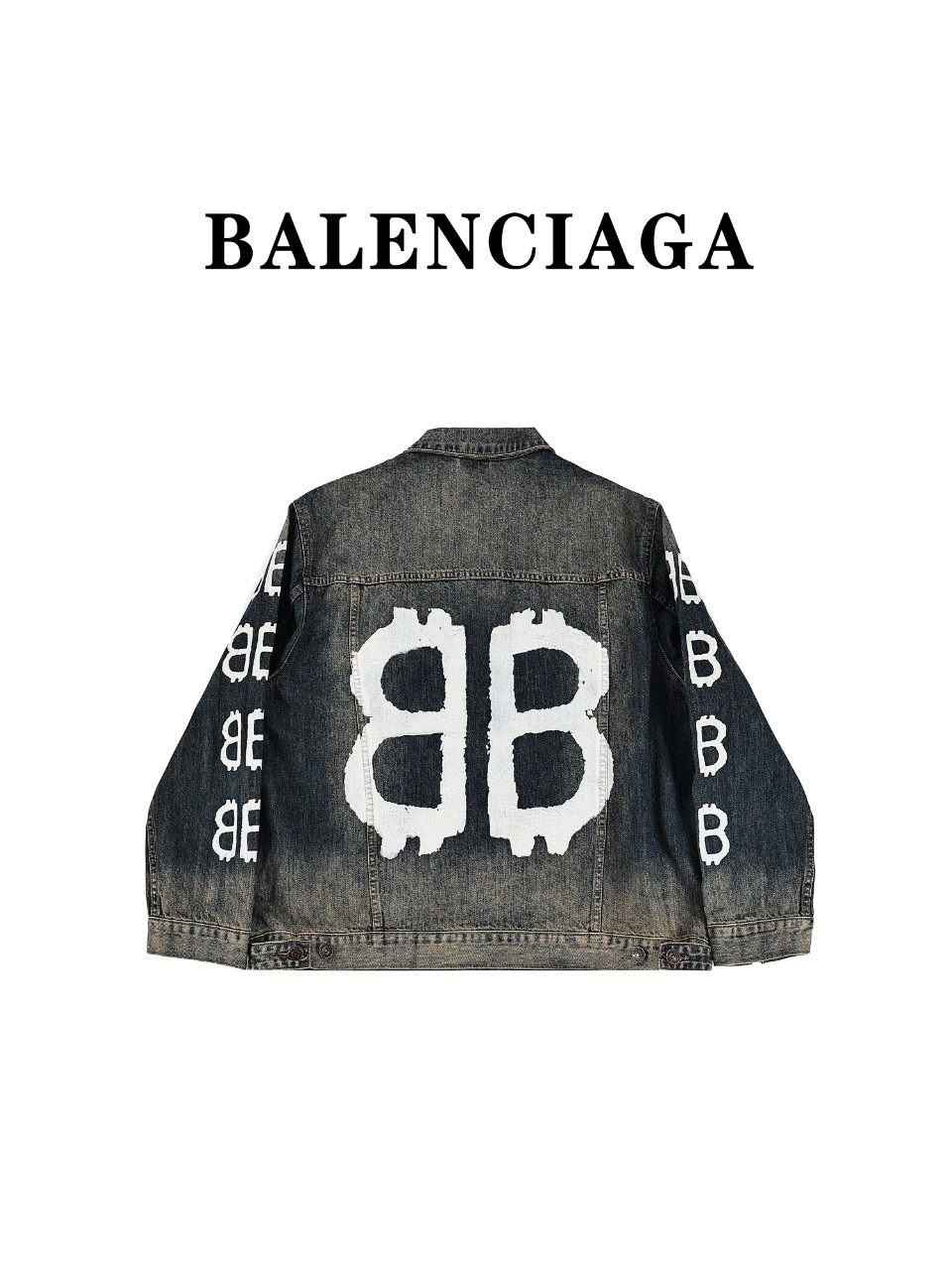 BA Bit Double Coin Graffiti Print Denim Jacket