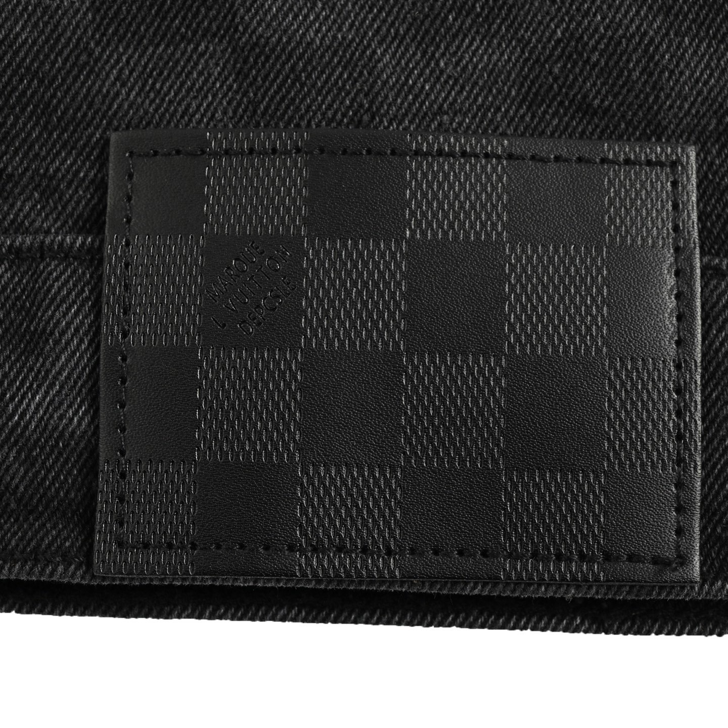 1V Black checkerboard denim jacket