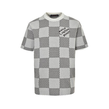 1V Checkered Knitted T-shirt