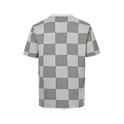 1V Checkered Knitted T-shirt