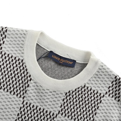 1V Checkered Knitted T-shirt