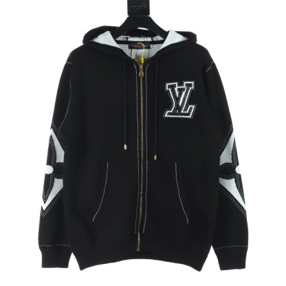1V Knitted hooded zipper jacket
