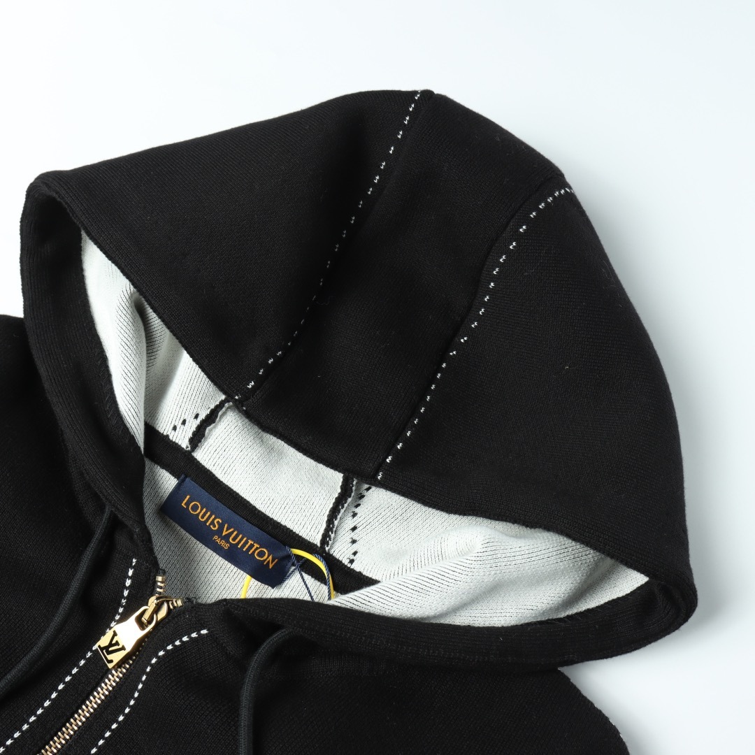 1V Knitted hooded zipper jacket